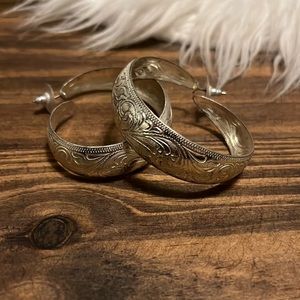 Western tooled hoop like earrings